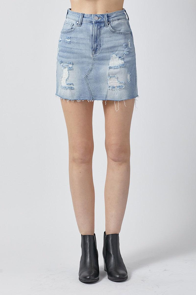 Distressed Mini Skirt Product Image