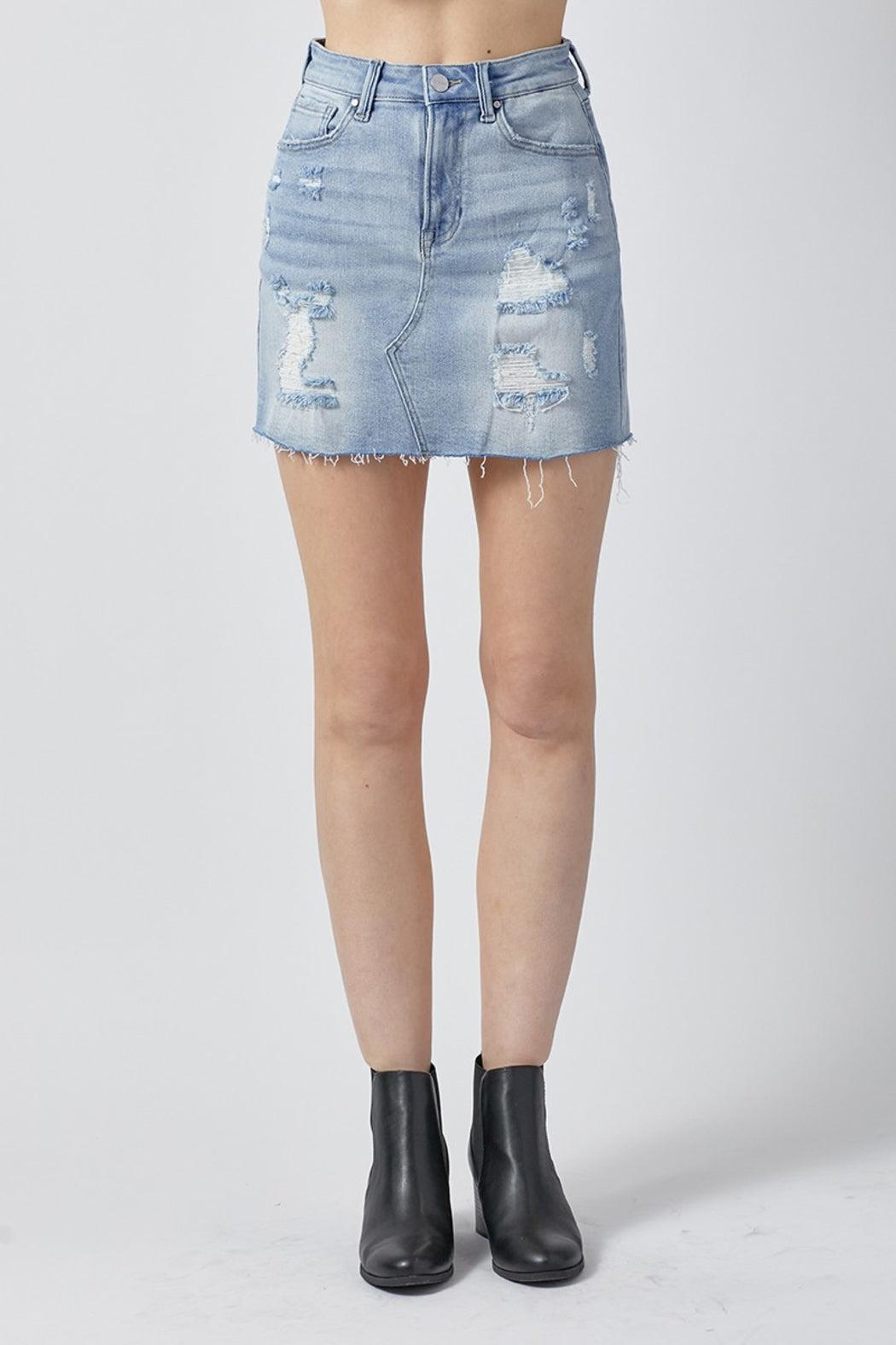 Distressed Mini Skirt Product Image