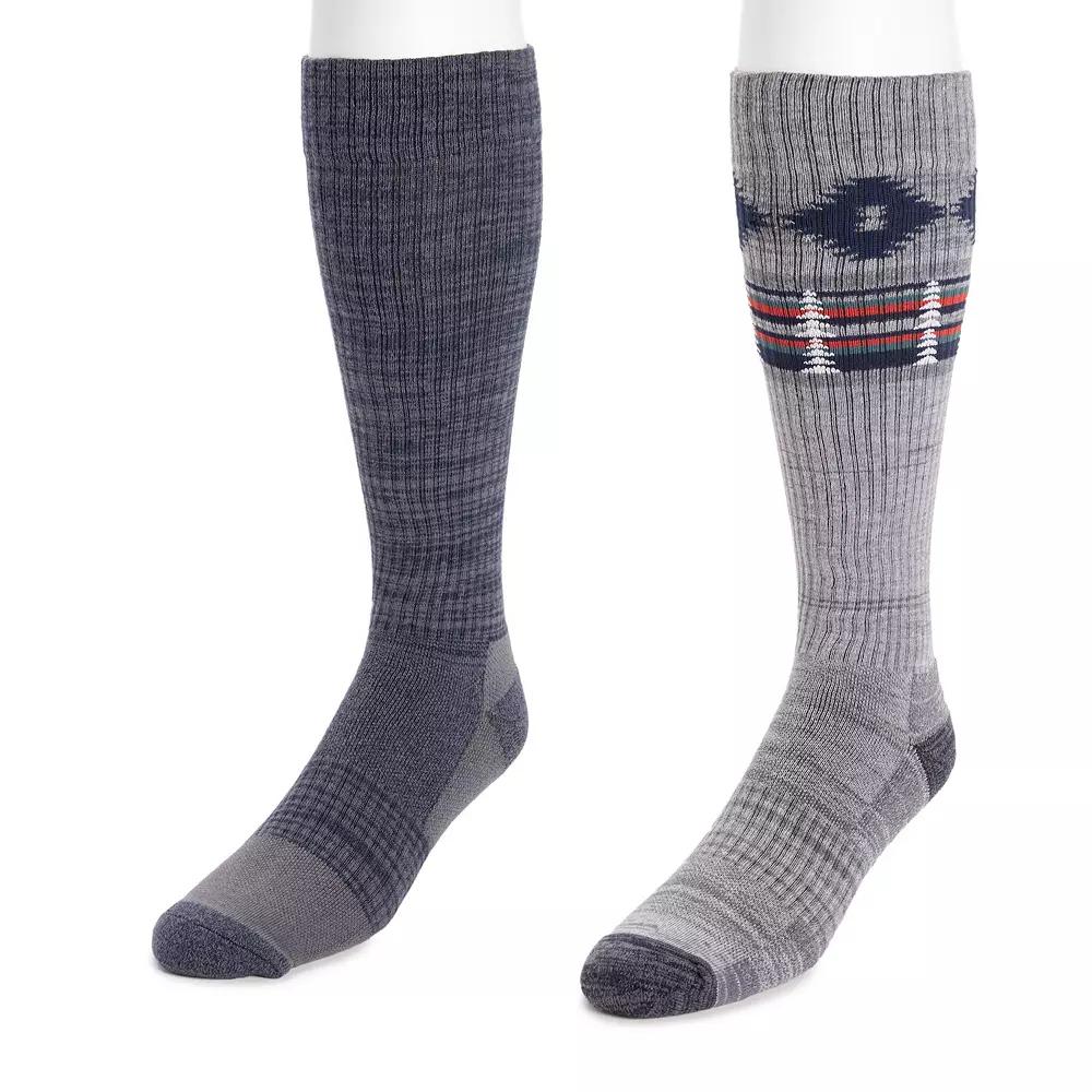 Men's MUK LUKS 2-Pack Tall Compression Socks, Medium Gray Blue Silver Product Image