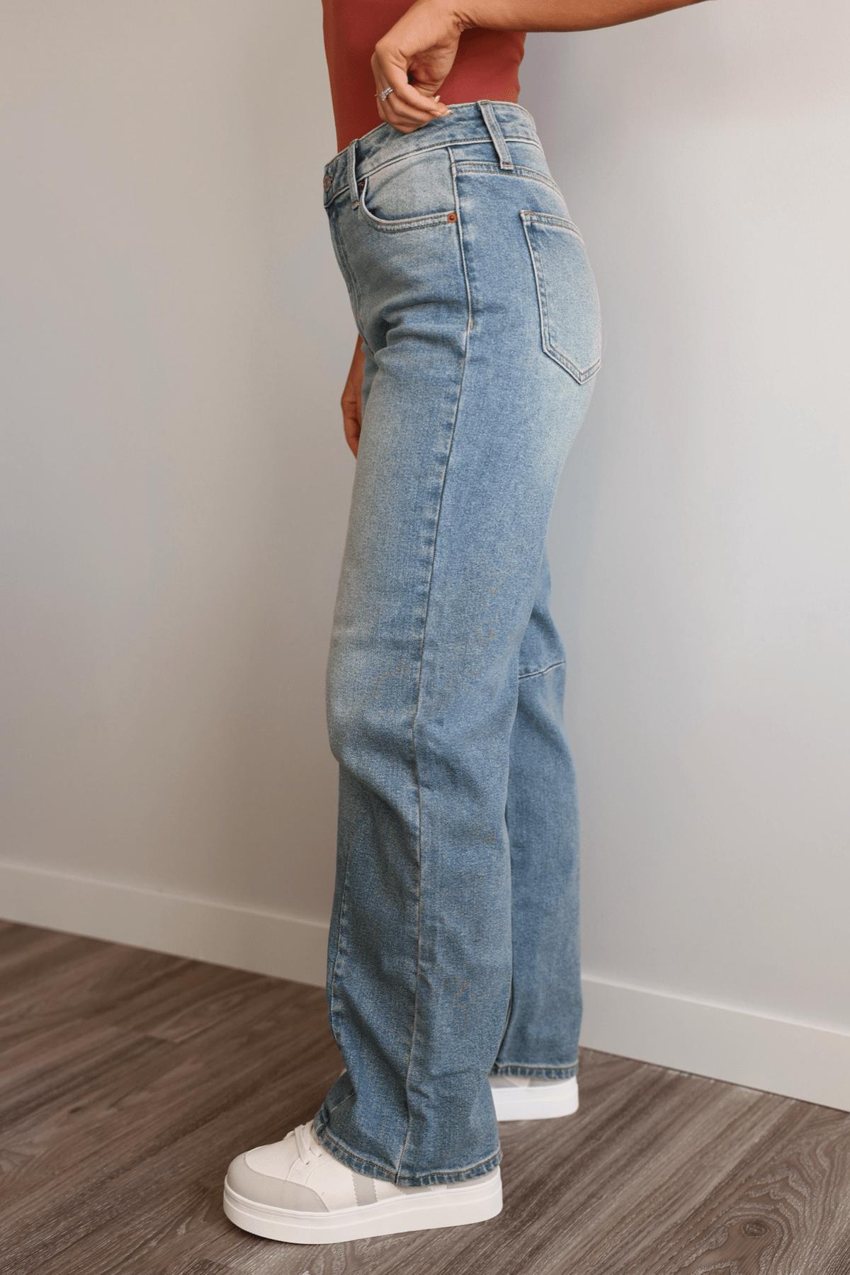 Medium Light Wash Wide Leg Barrel Jeans - FINAL SALE Product Image