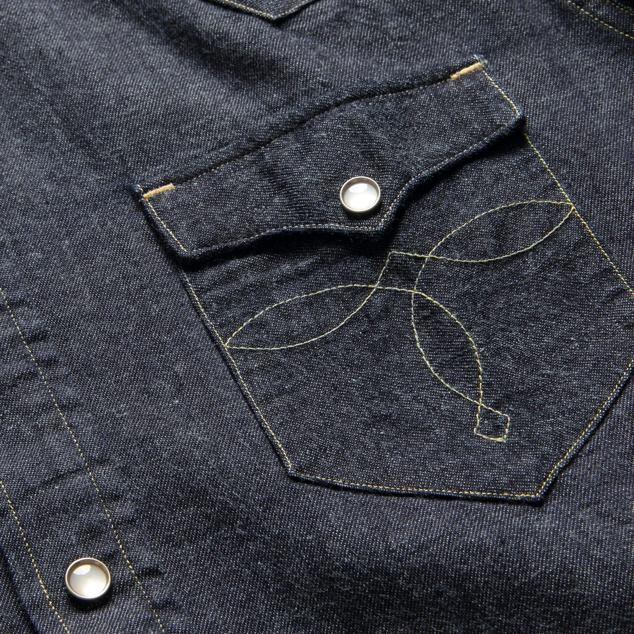 Slim Fit Denim Western Shirt - Rinse Product Image