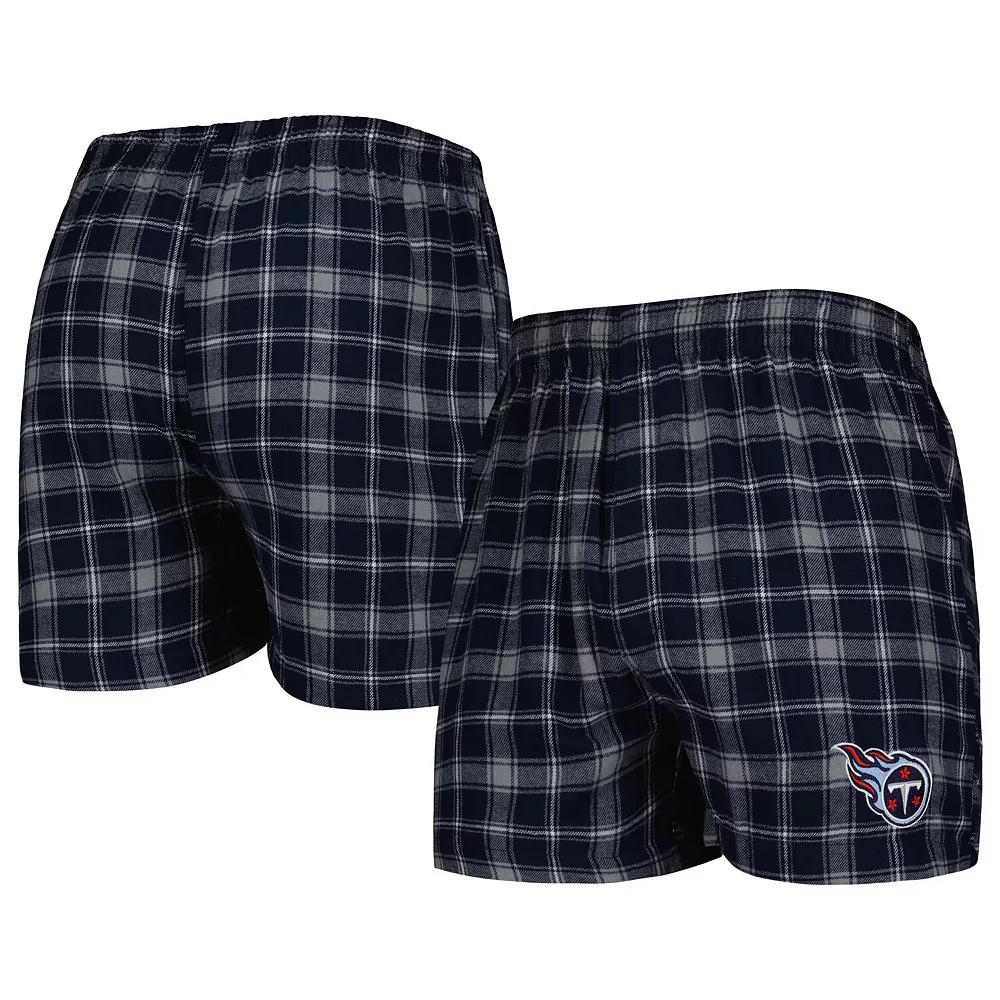 Men's Concepts Sport Navy/Gray Tennessee Titans Ledger Flannel Boxers, Size: 2XL, Blue Product Image