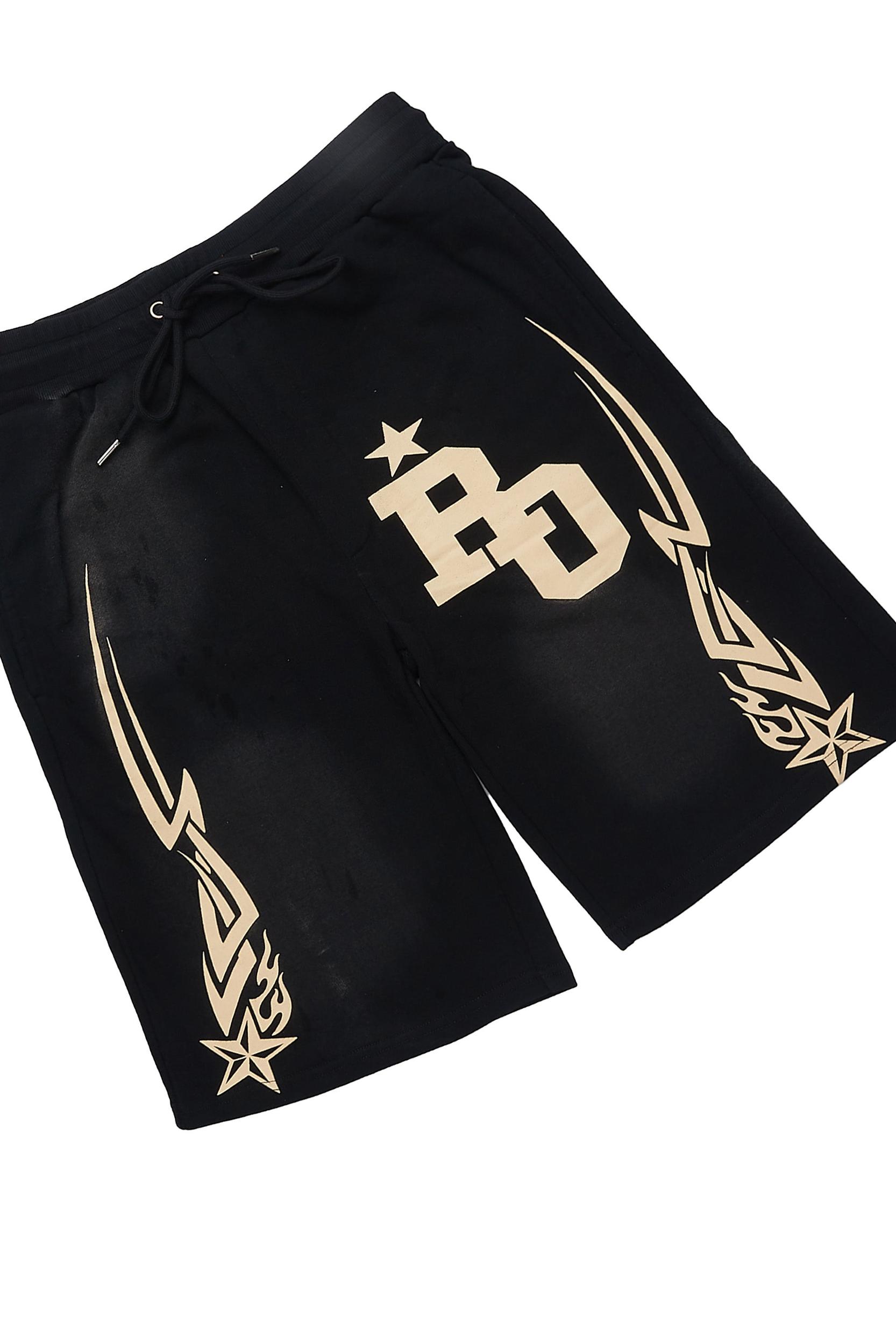 Plutix Black Graphic T-Shirt Short Set Male Product Image