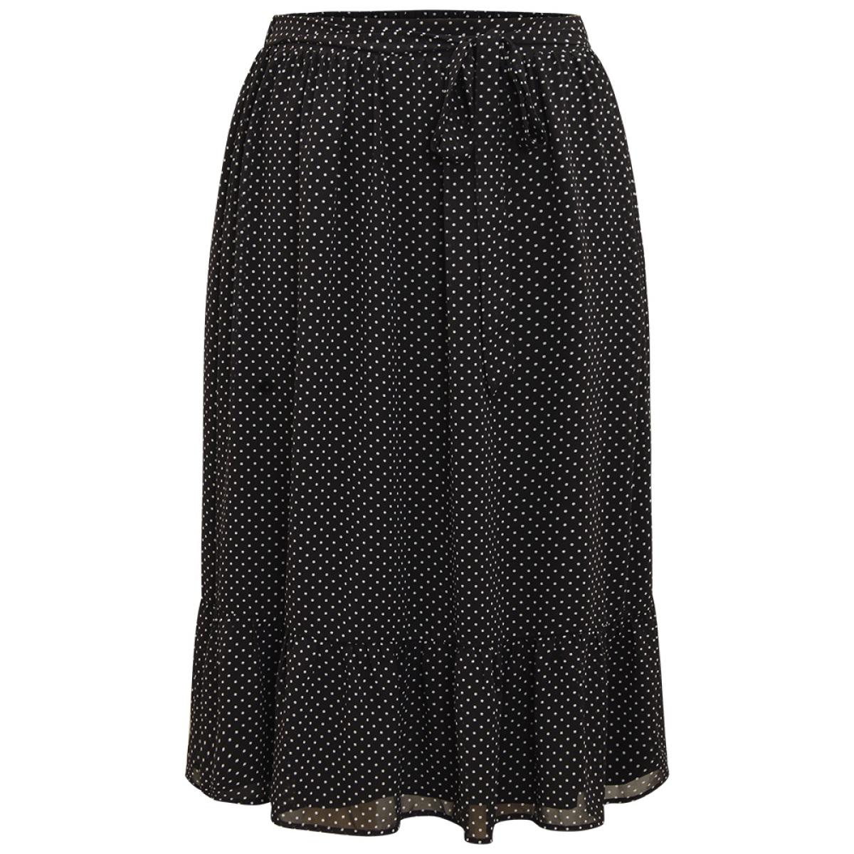 Plus Size Polka Dot Bowknot Ties Ruffles Skirt Women Black Office Lined No stretch Office Skirts BloomChic 26/4X Product Image