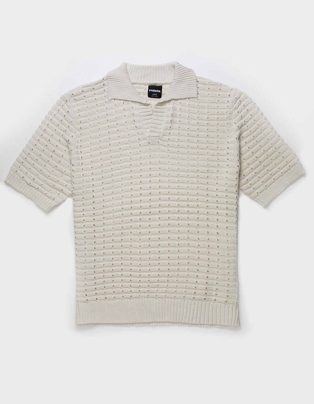 RSQ Mens Sweater Polo Shirt - OFF WHITE Product Image