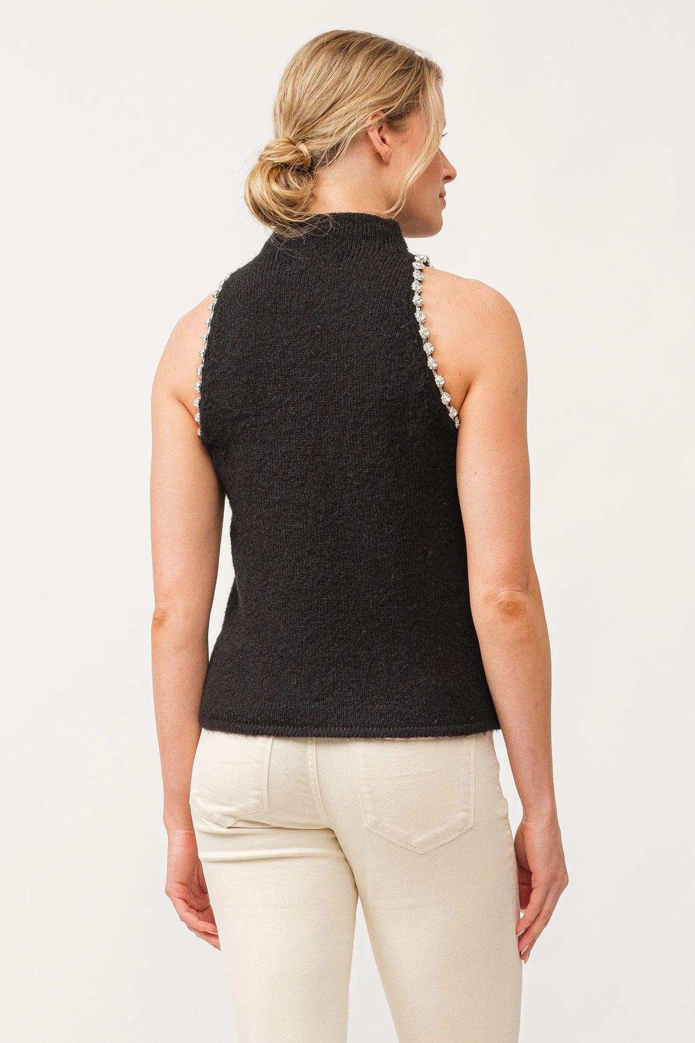 Alva Mockneck Jeweled Armhole Halter Fit Sweater Vest Product Image