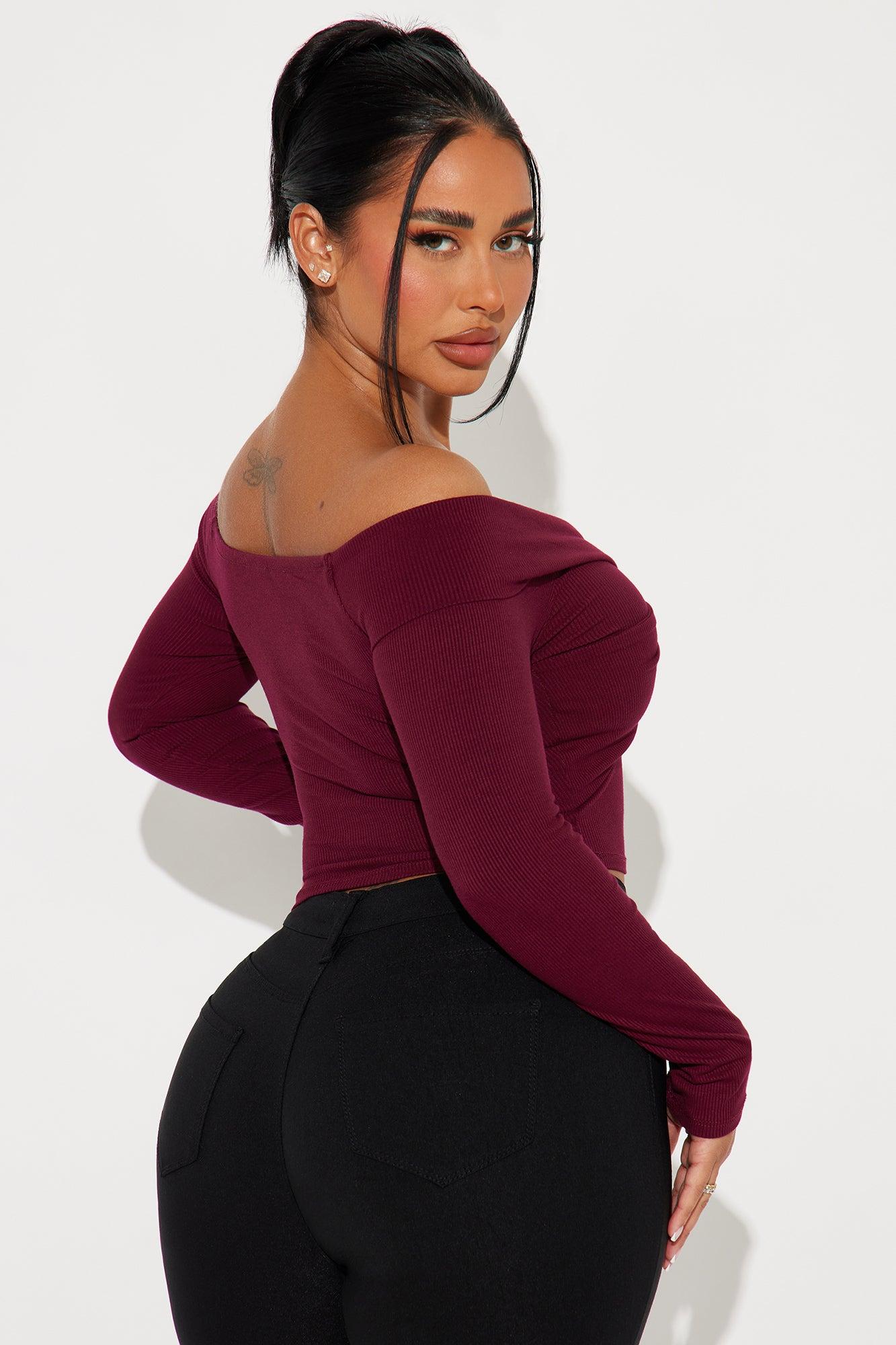 Brittany Off Shoulder Top - Wine Product Image