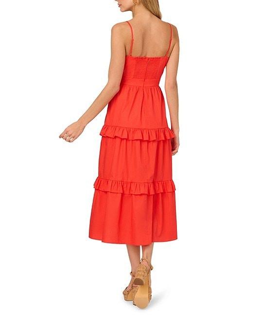 Adrianna by Adrianna Papell Square Neck Sleeveless Tiered A-Line Midi Dress Product Image