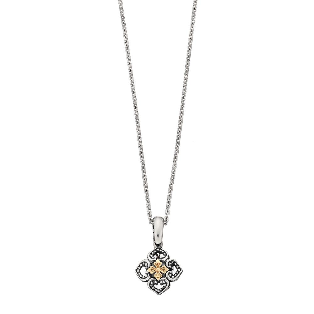 Sterling Silver & 14k Gold Over Silver Flower Pendant Necklace, Women's, Size: 18", Two Tone Product Image