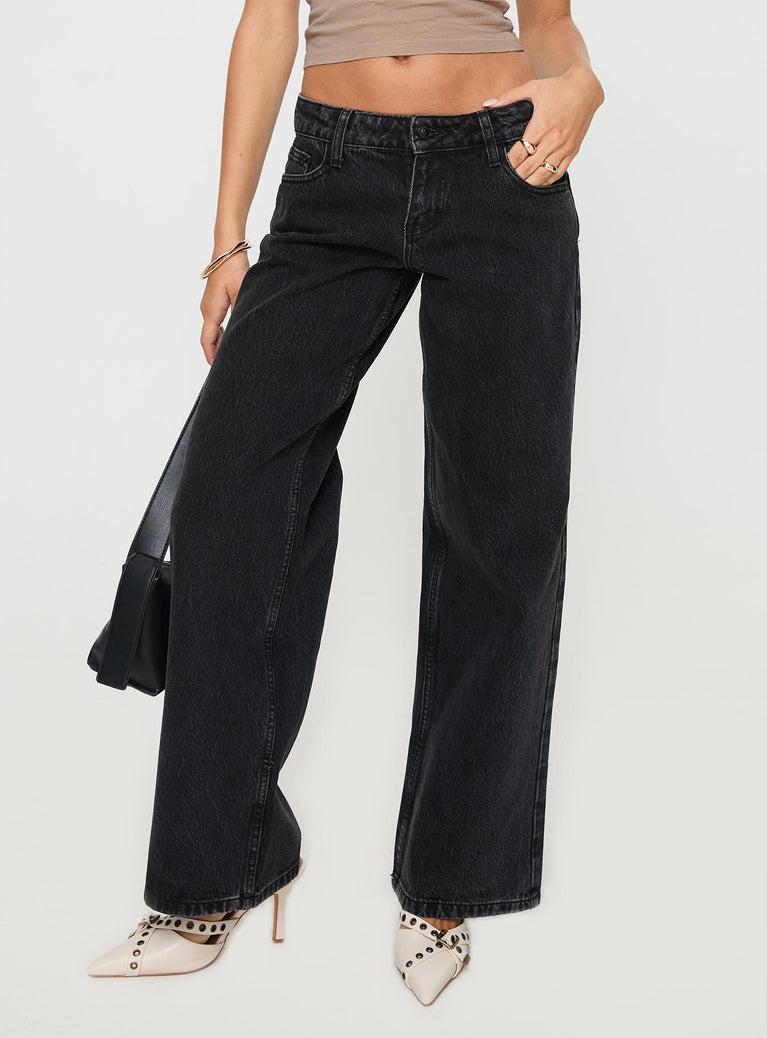Ellanor Low Rise Straight Leg Jean Washed Black Product Image