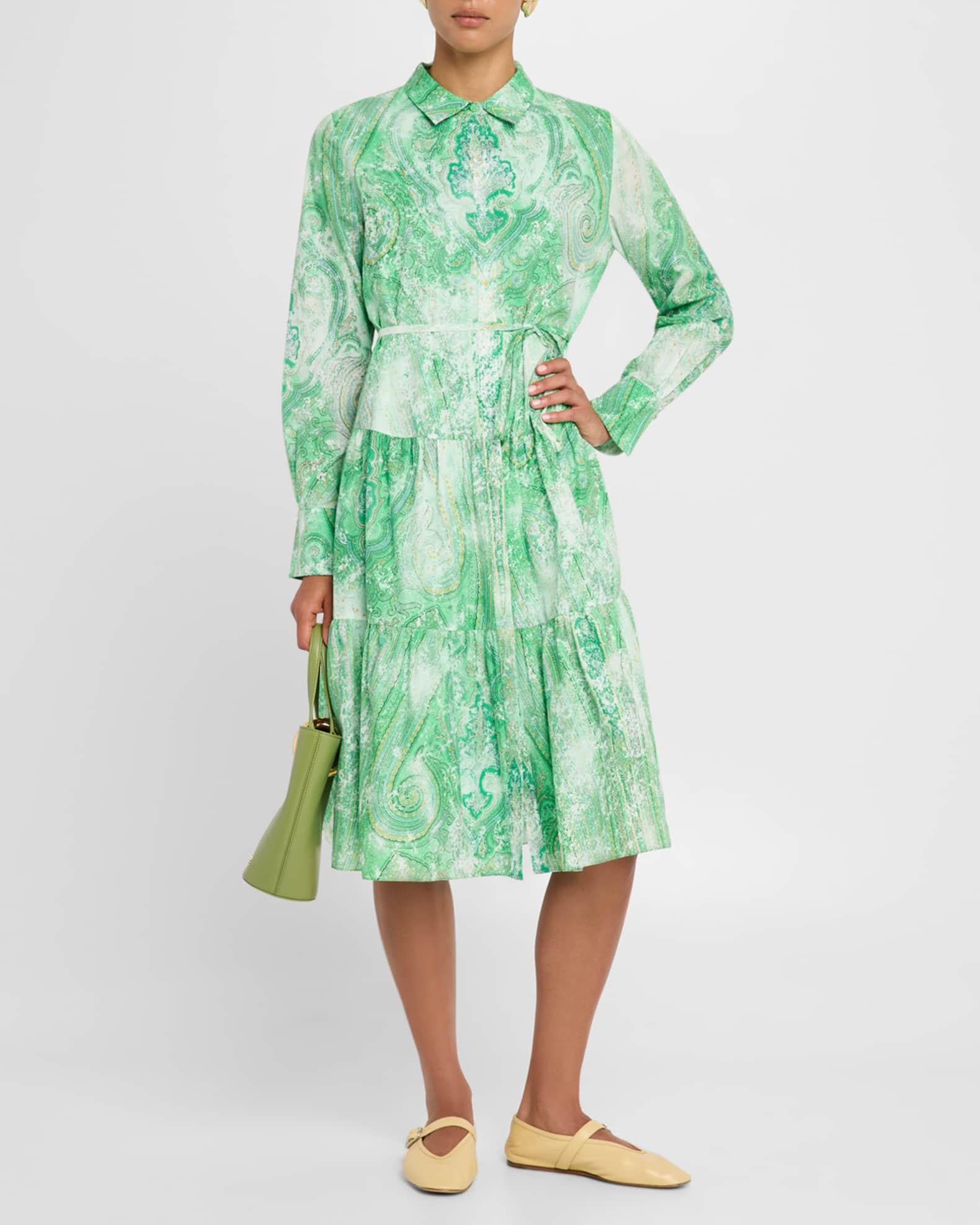 Jelani Tiered Paisley-Print Midi Shirtdress Product Image