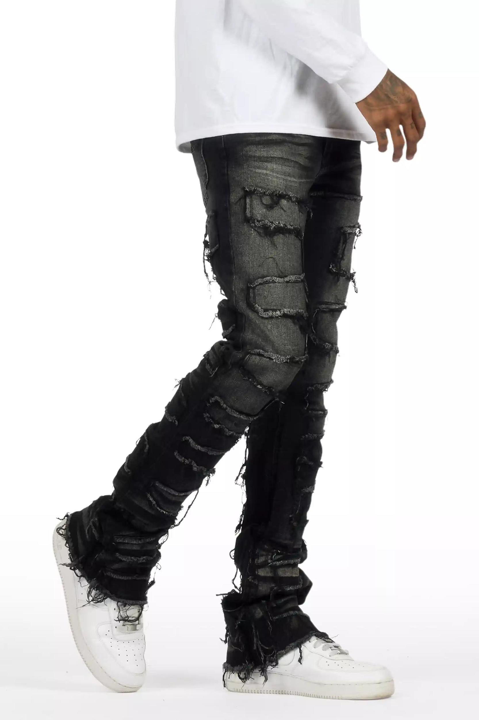 Shake Dark Grey Stacked Flare Jean Male Product Image