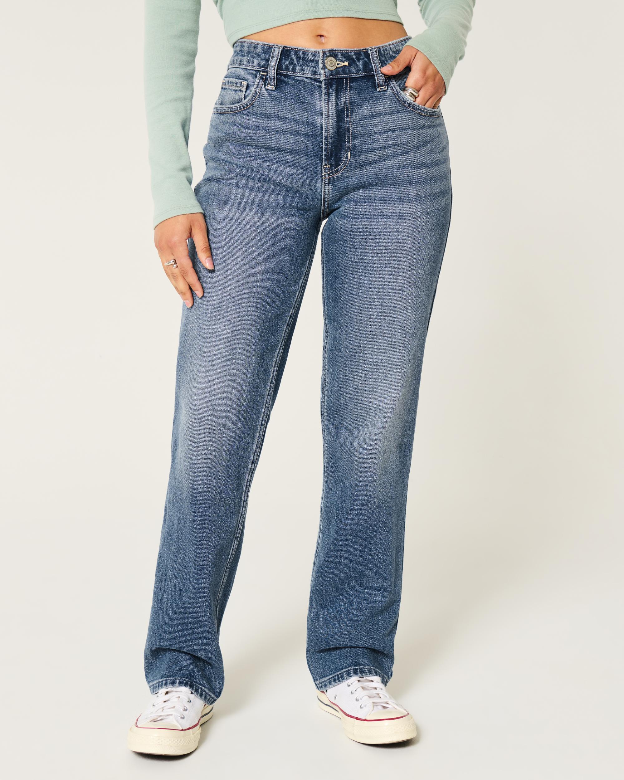 High-Rise Medium Wash Straight Jeans Product Image