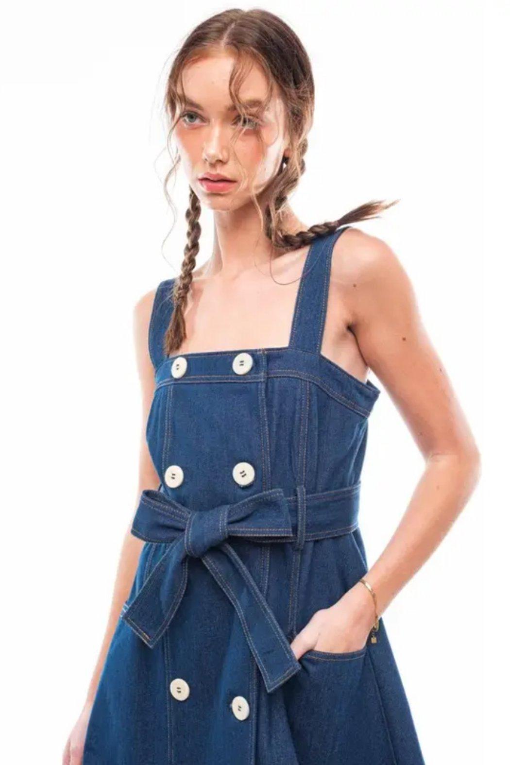 Double Breasted Button Tie Dress Product Image