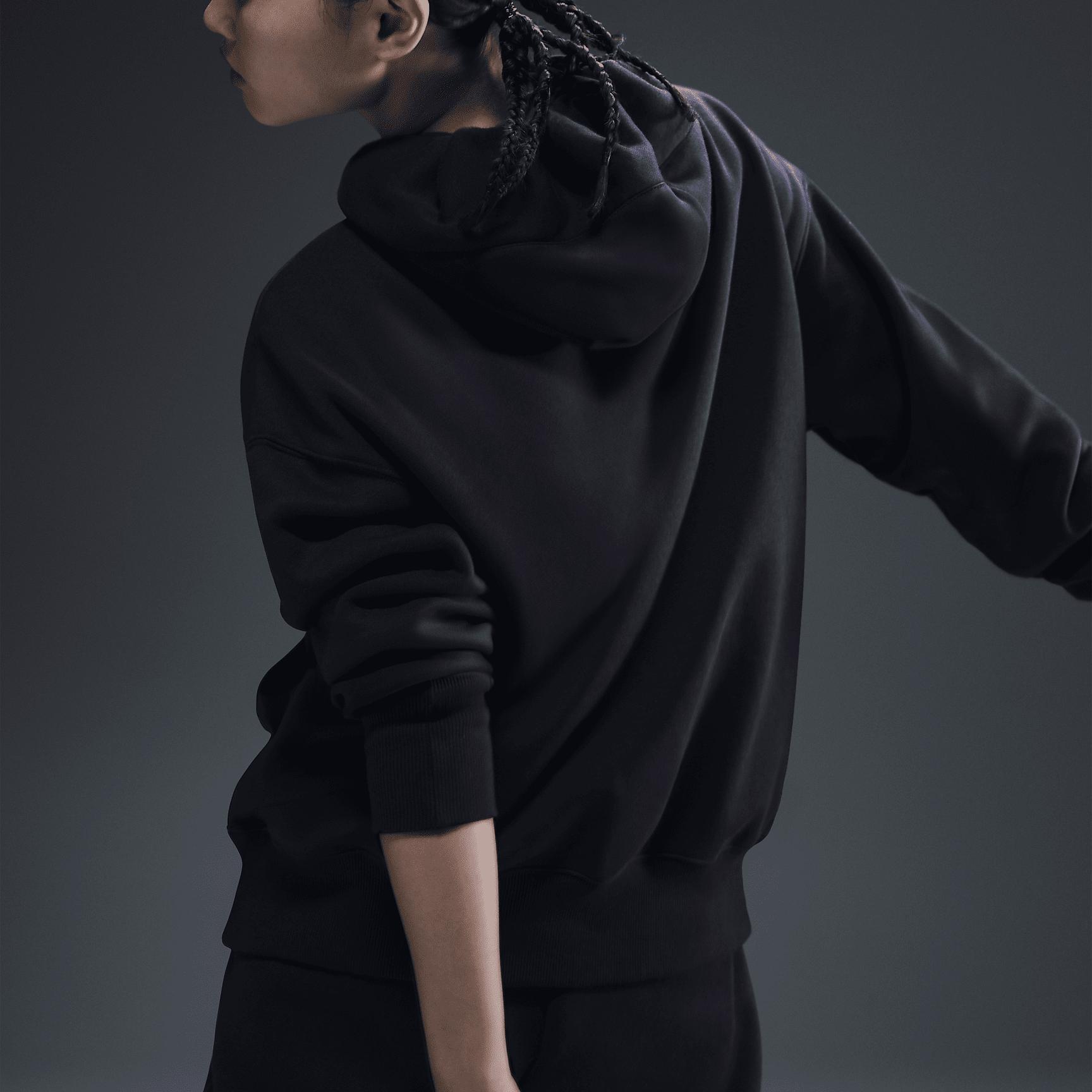 Nike Womens Nike Phoenix Fleece OS Pullover Hoodie - Womens Black/White Product Image