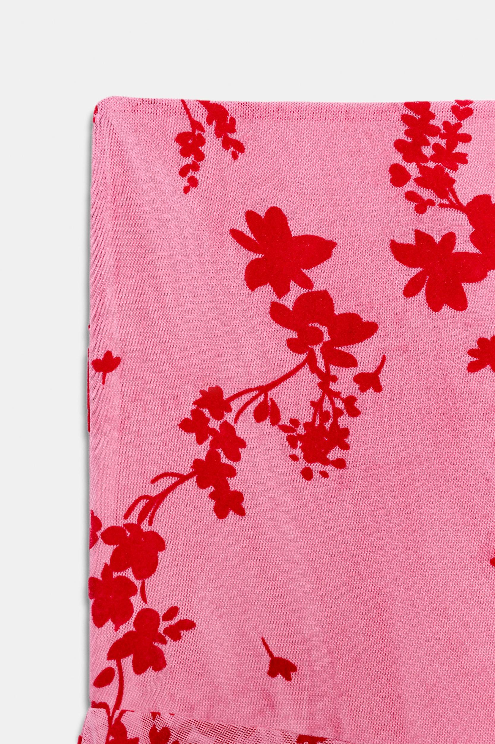 ASYMMETRIC FLOCKED TULLE MIDI SKIRT Product Image