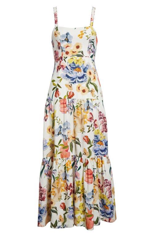 FARM RIO Off-white Greek Garden Lenzing Ecovero Euroflax Maxi Dress In Greek Garden Off-white Product Image