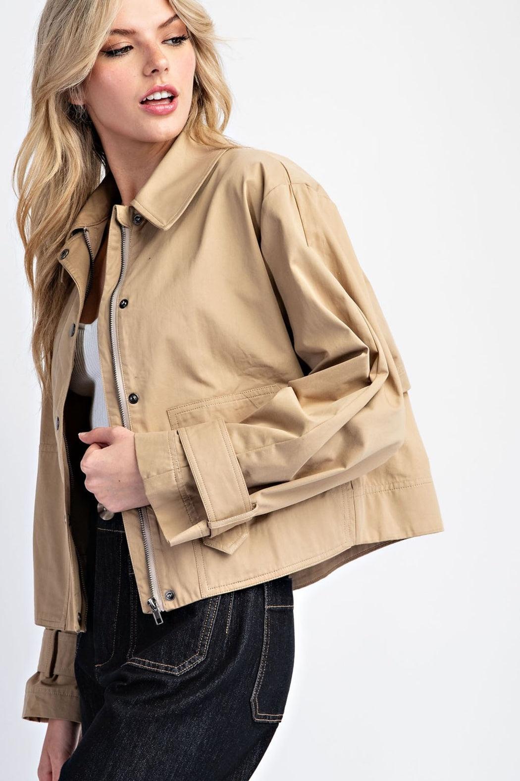 Cropped Trench Coat Jacket Product Image
