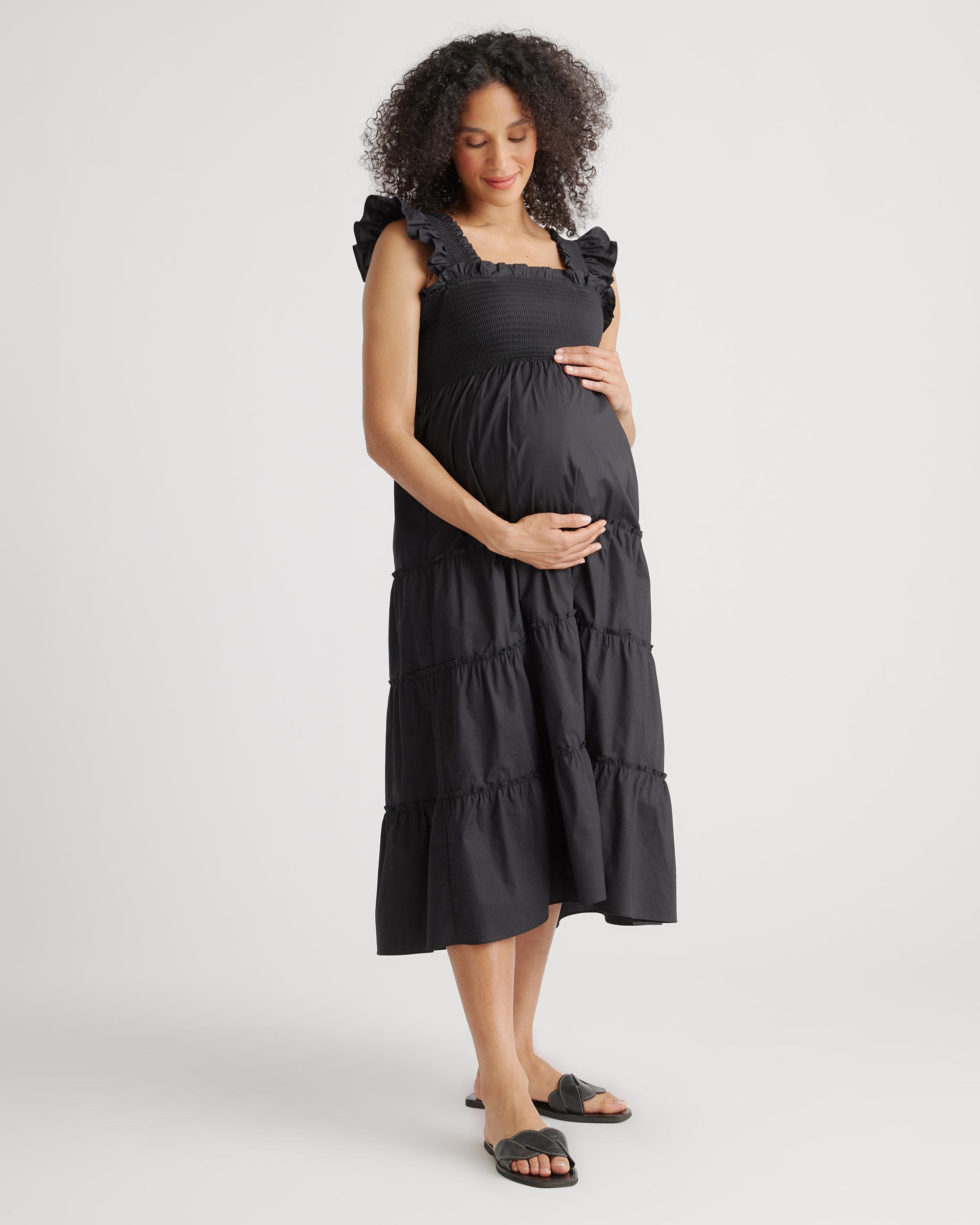 Quince | Women's Poplin Maternity Smocked Midi Dress Size XS, Organic Cotton Product Image