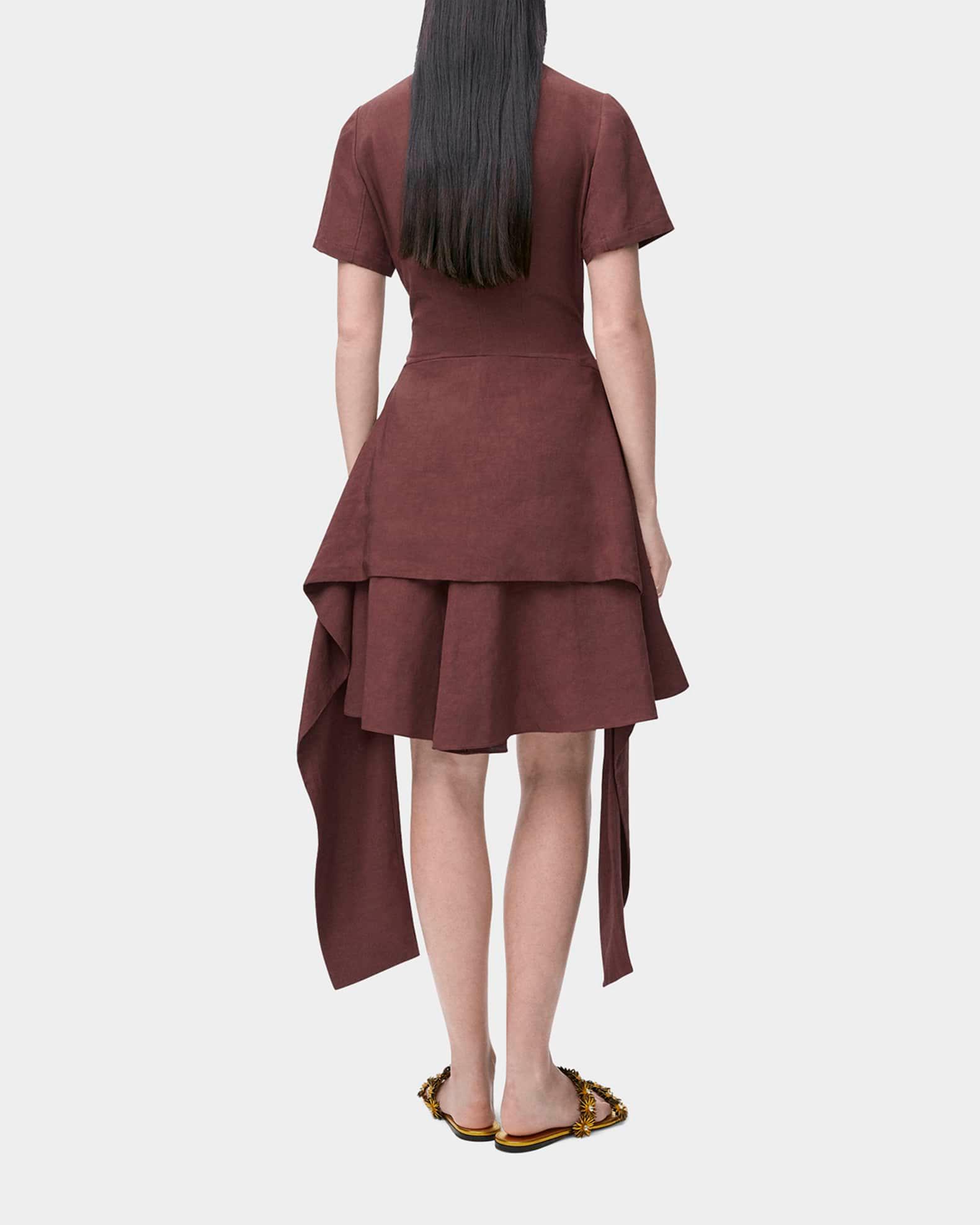 Anagram-Button Waist-Tie Linen Mini Dress Product Image