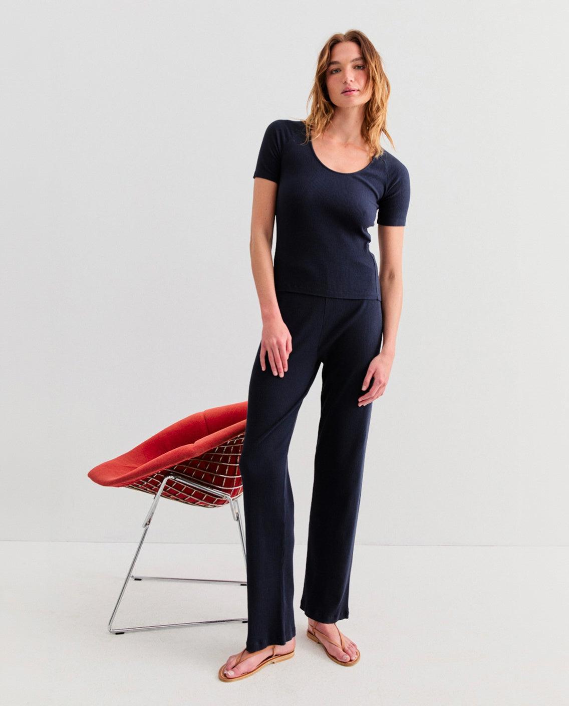 The Ribbed Janice - Navy Female Product Image