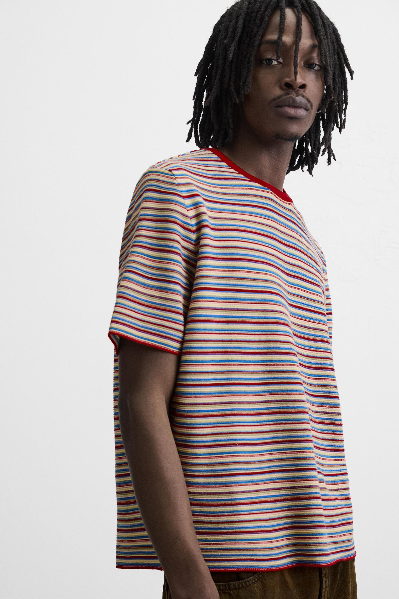STRIPED KNIT T-SHIRT Product Image
