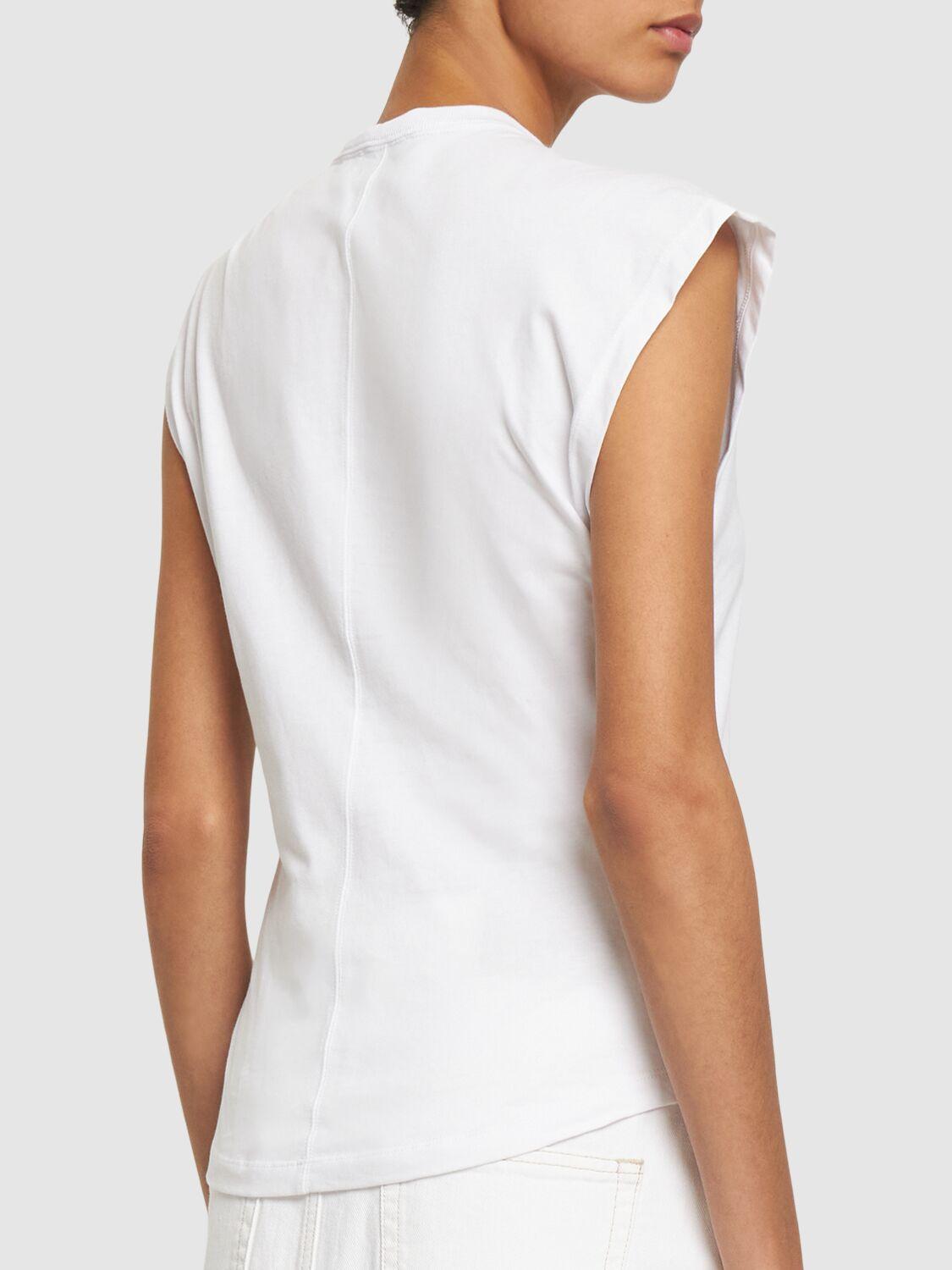 ISABEL MARANT Cap Sleeves Knot-detail Cotton Top In White Product Image