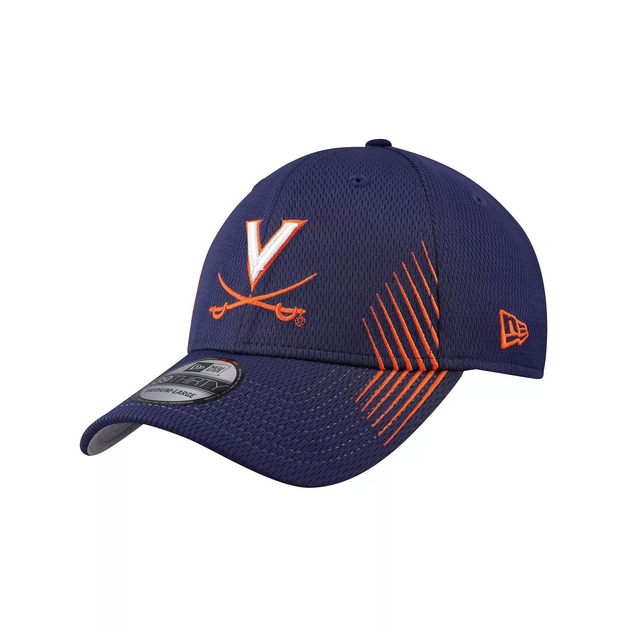 Men's New Era Navy Virginia Cavaliers Active Slash Sides 39THIRTY Flex Hat, Size: Small/Medium, Blue Product Image