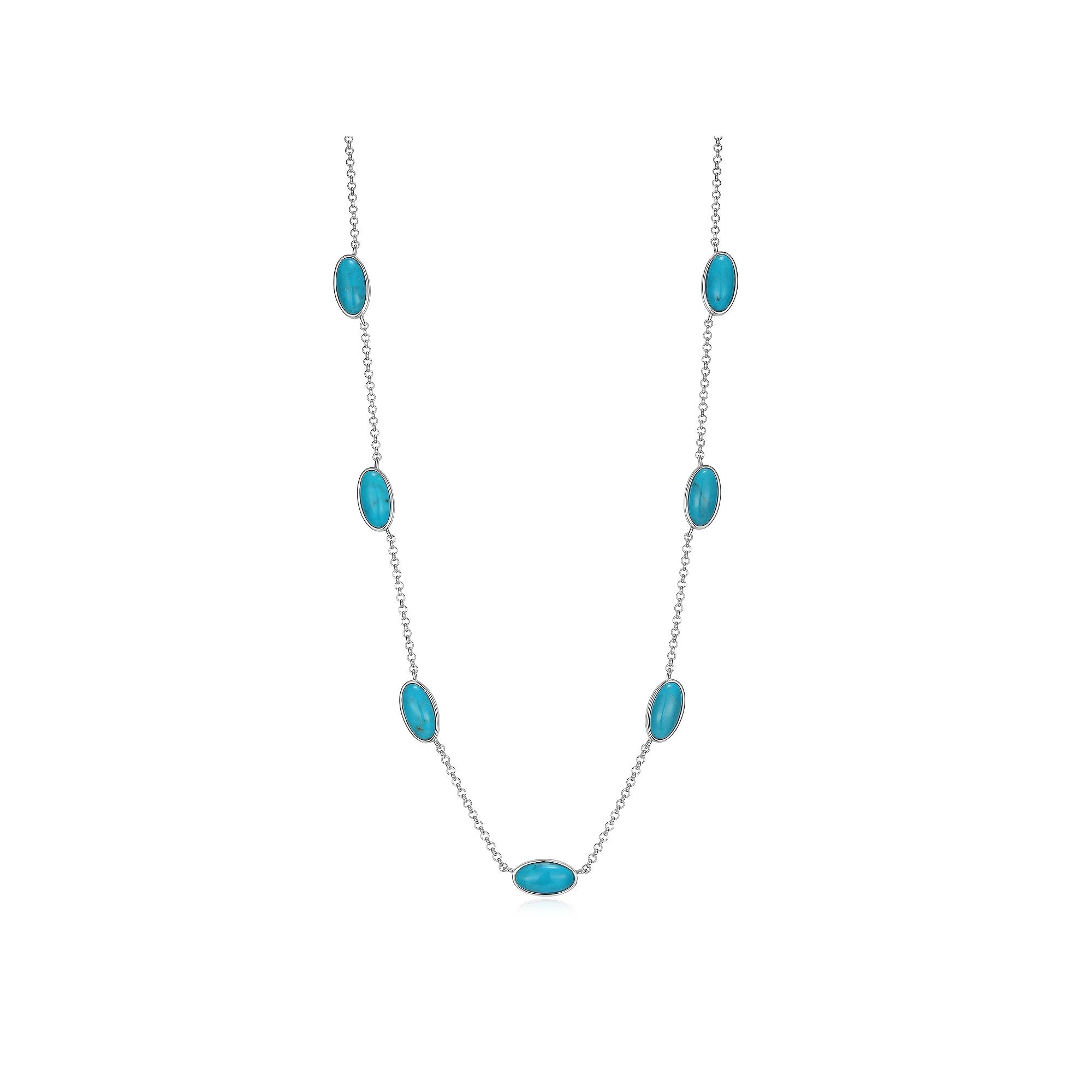 Sterling Silver Turquoise Station Necklace, Women's, Size: 24" Product Image