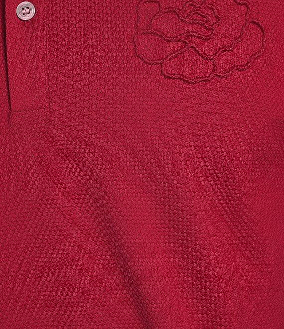 Murano From The Garden Collection Debossed Floral Print Short Sleeve Polo Shirt Product Image