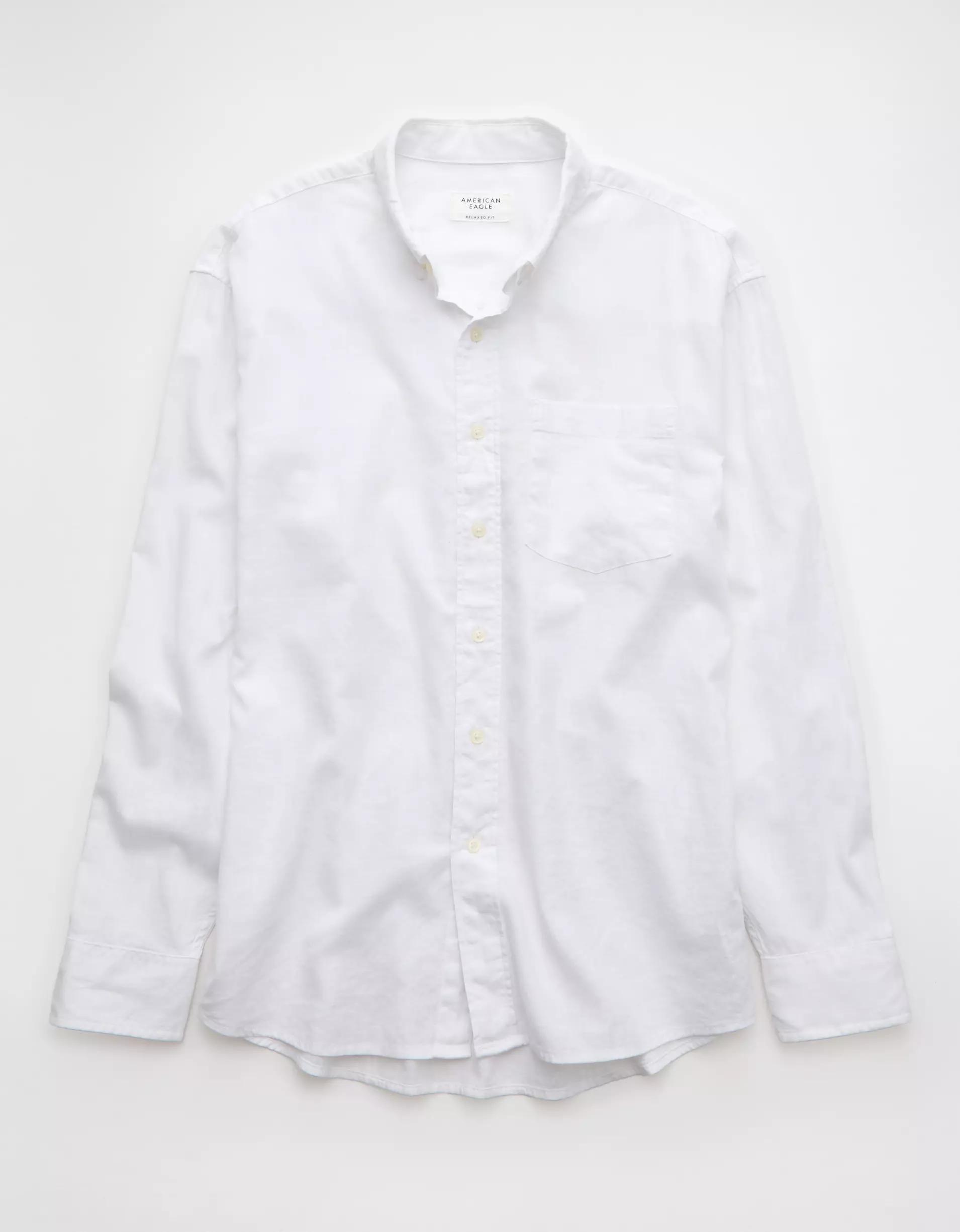 AE Everyday Relaxed Linen-Blend Button-Up Shirt Product Image