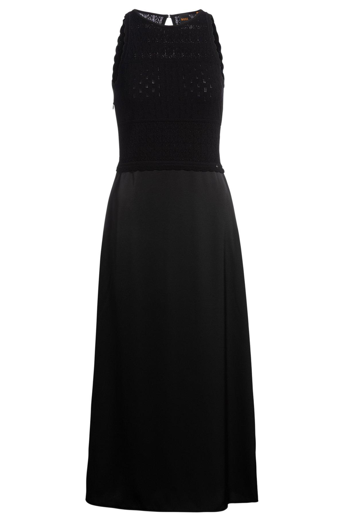 Knitted dress with contrast-fabric skirt Product Image