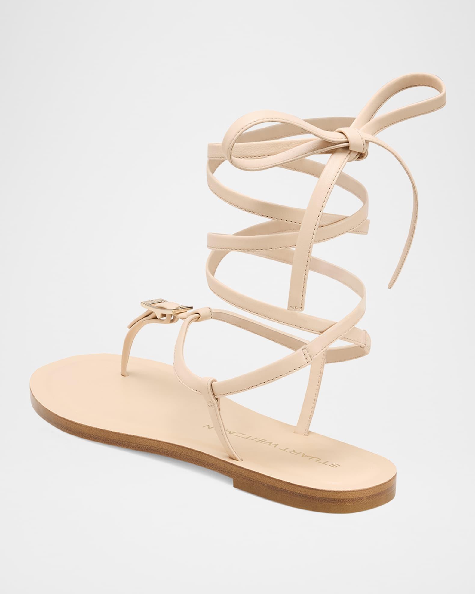 Georgie Leather Ankle-Wrap Flat Sandals Product Image