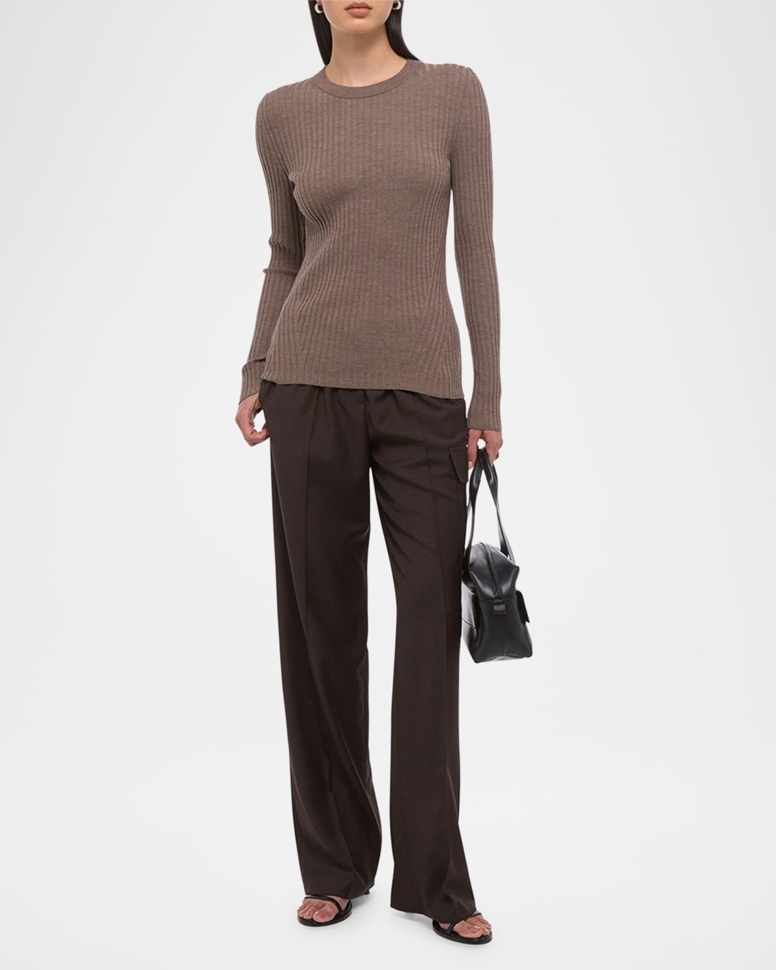 Open-Back Ribbed Wool Top  Product Image