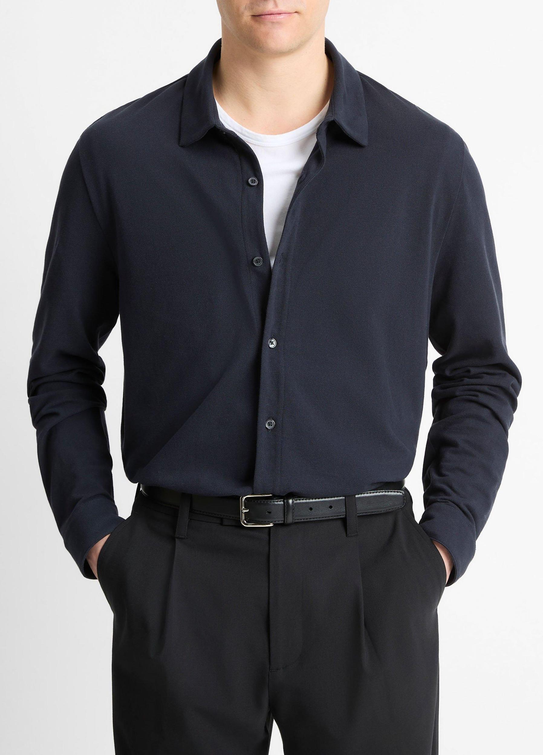 Cotton Piqué Button-Front Shirt Product Image