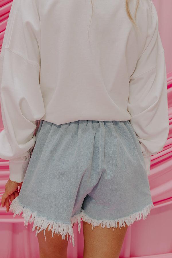 The Cherish High Waist Denim Skort in Light Wash Product Image