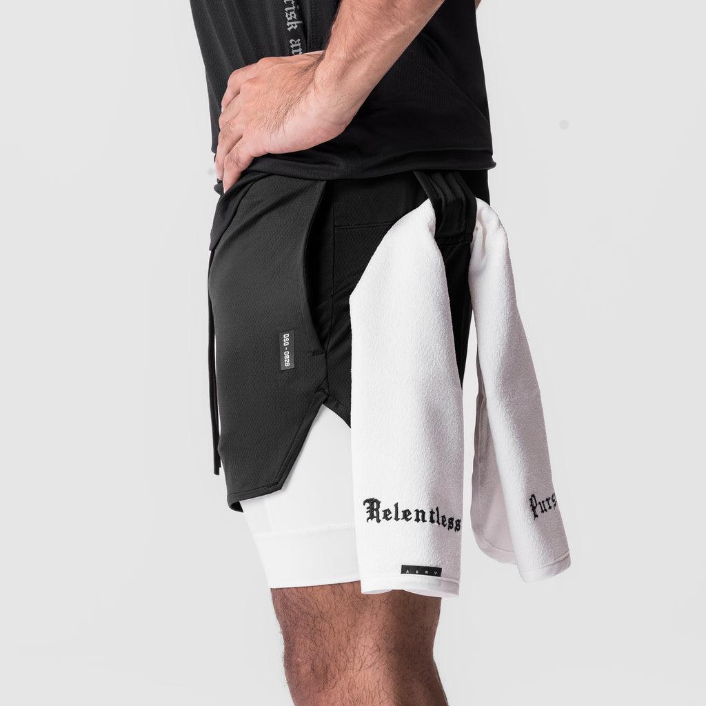 0828. Silver-Lite™ 5" Liner Short - Black "Wings"/White Product Image