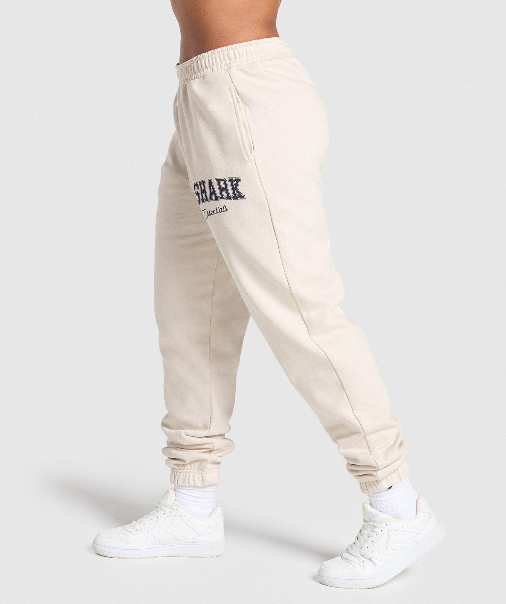Gymshark Lifting Essentials Graphic Brushed Oversized Joggers - Oat White Female Product Image