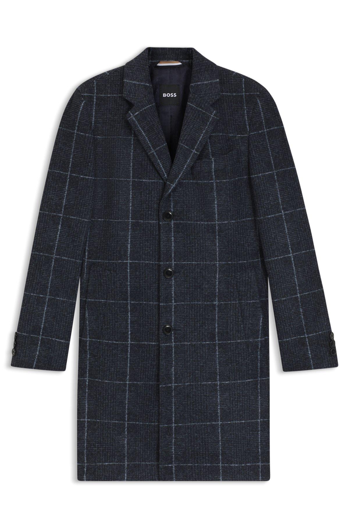 Slim-fit coat with plain check Product Image