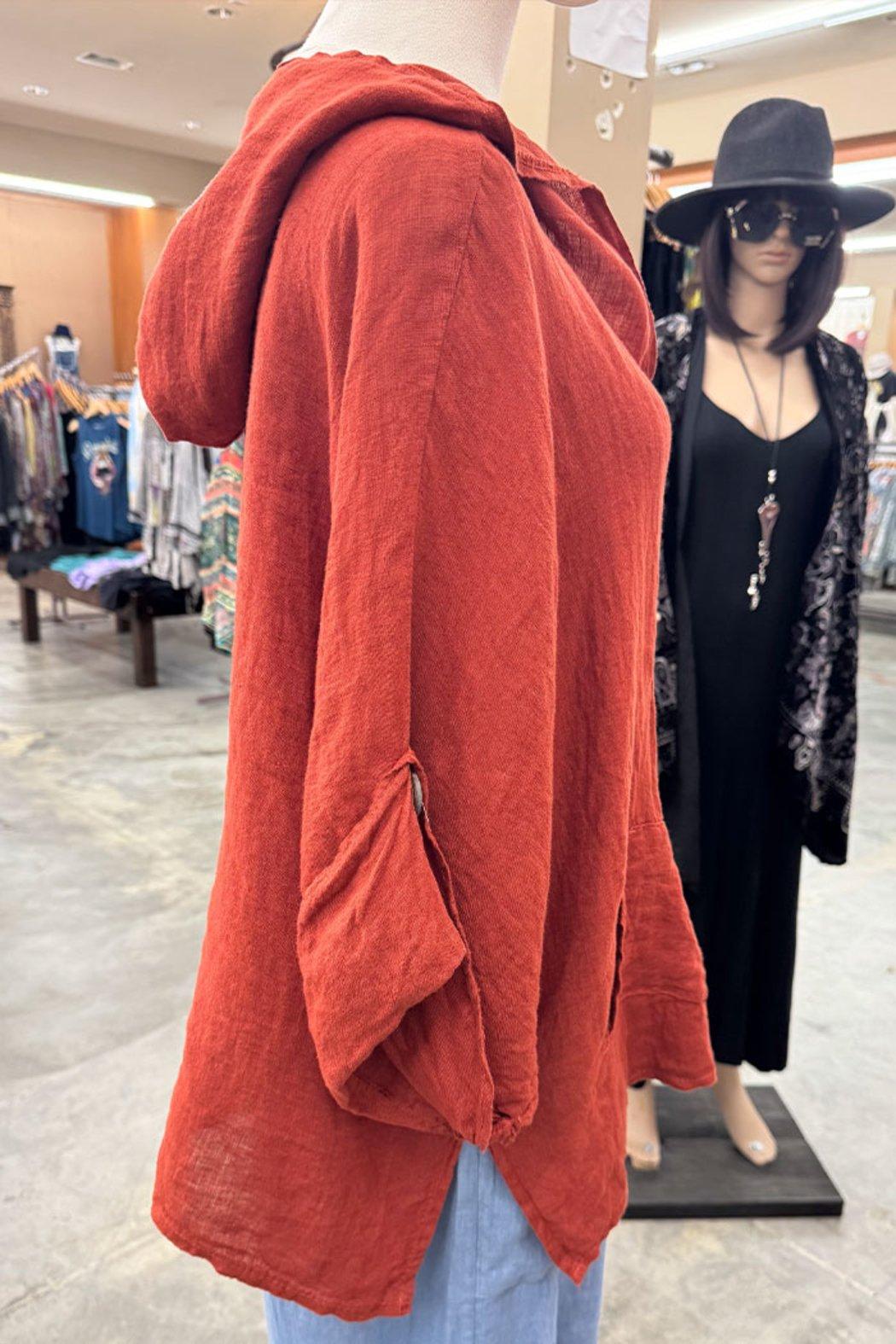 Italian Linen Hooded Shacket Product Image