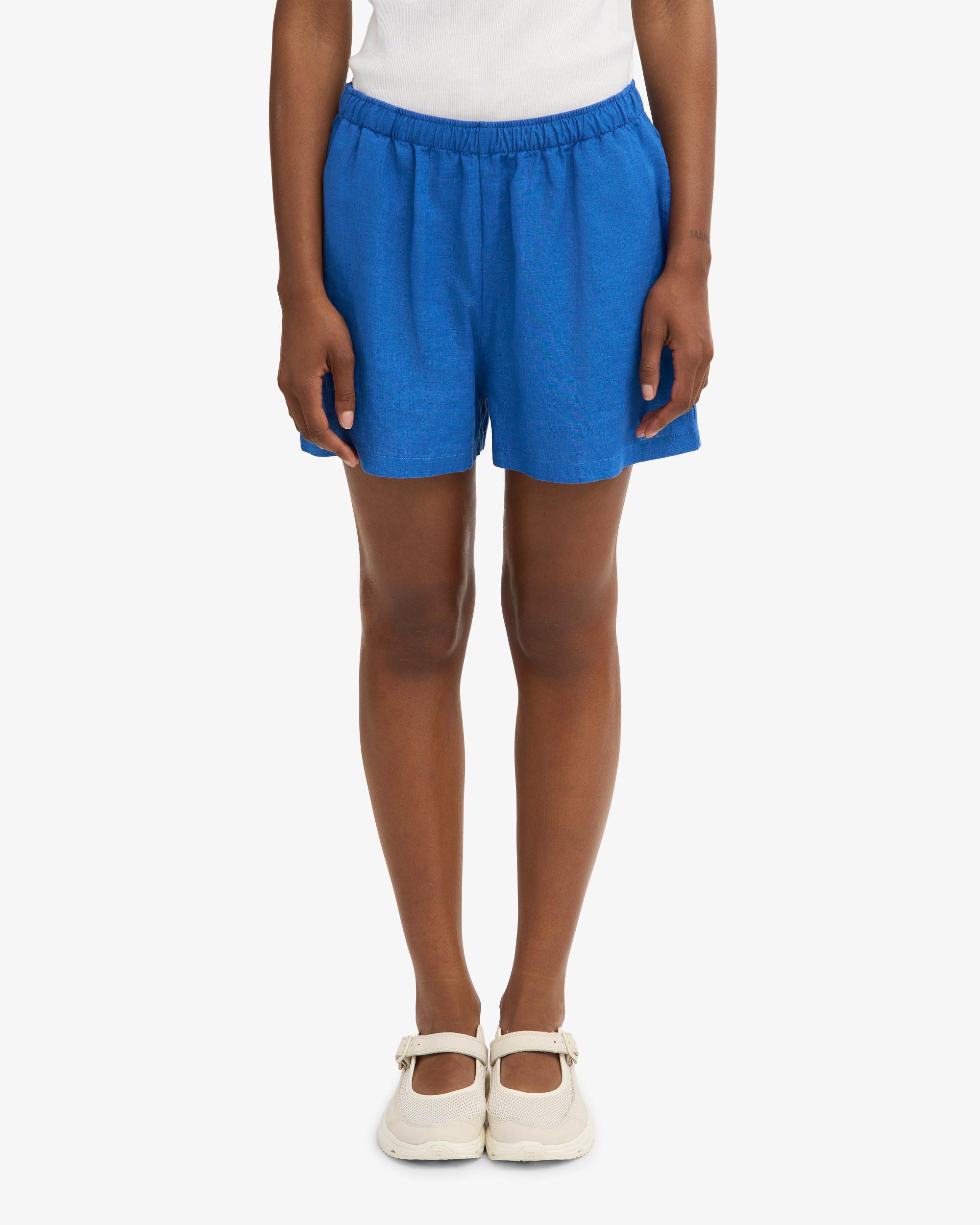 Linen Shorts - Pacific Blue Product Image