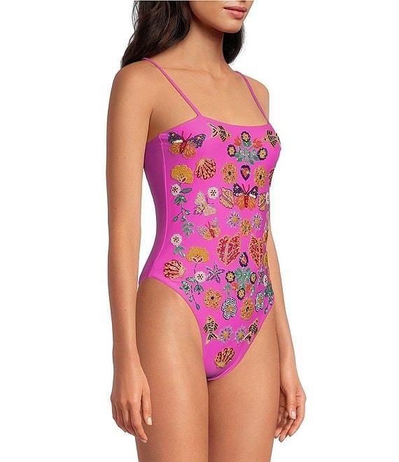 OCEANUS Mirrored Sea Beaded One Piece Swimsuit Product Image