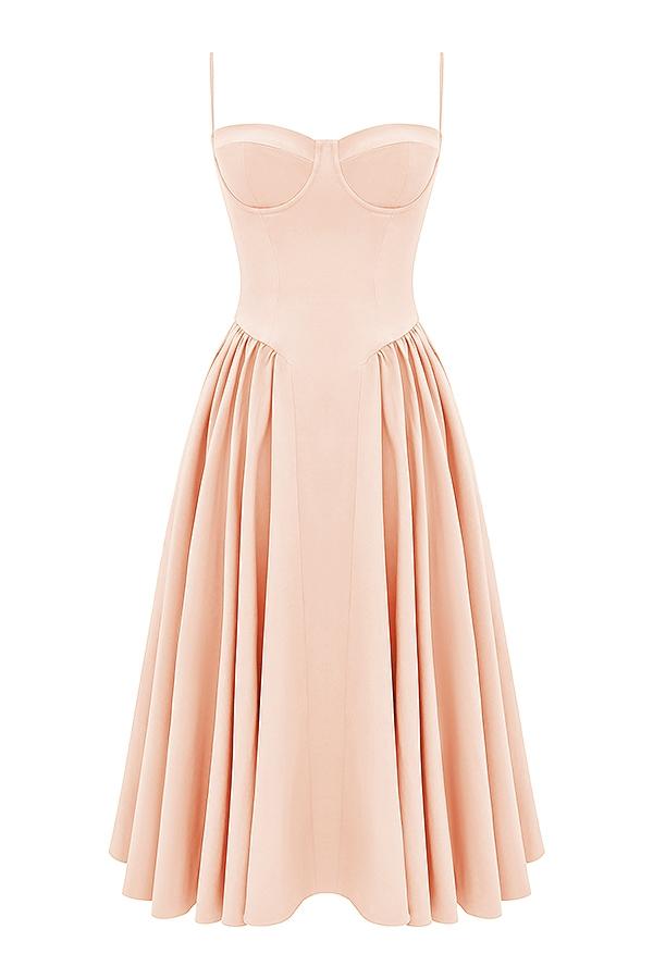 Samaria  peach parfait twill corset midi dress Product Image