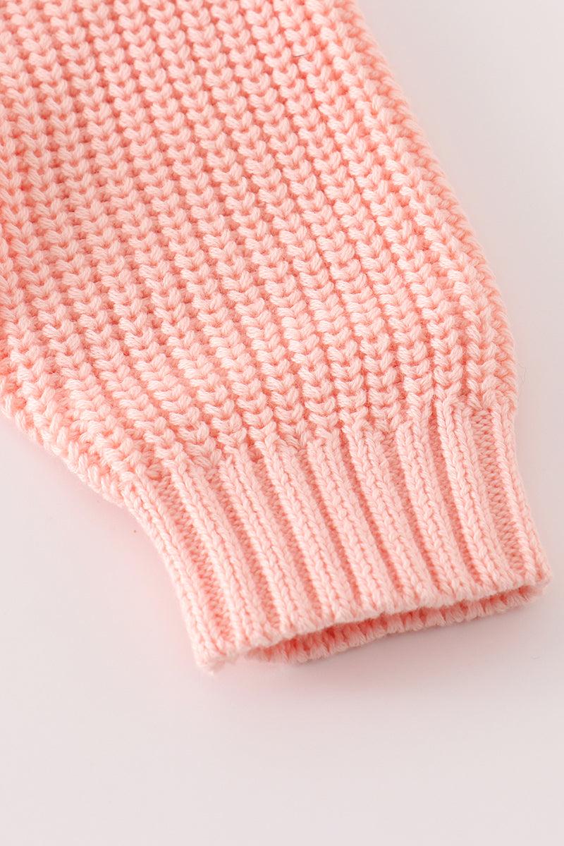 Pink hand-embroidery ghost pullover sweater Product Image