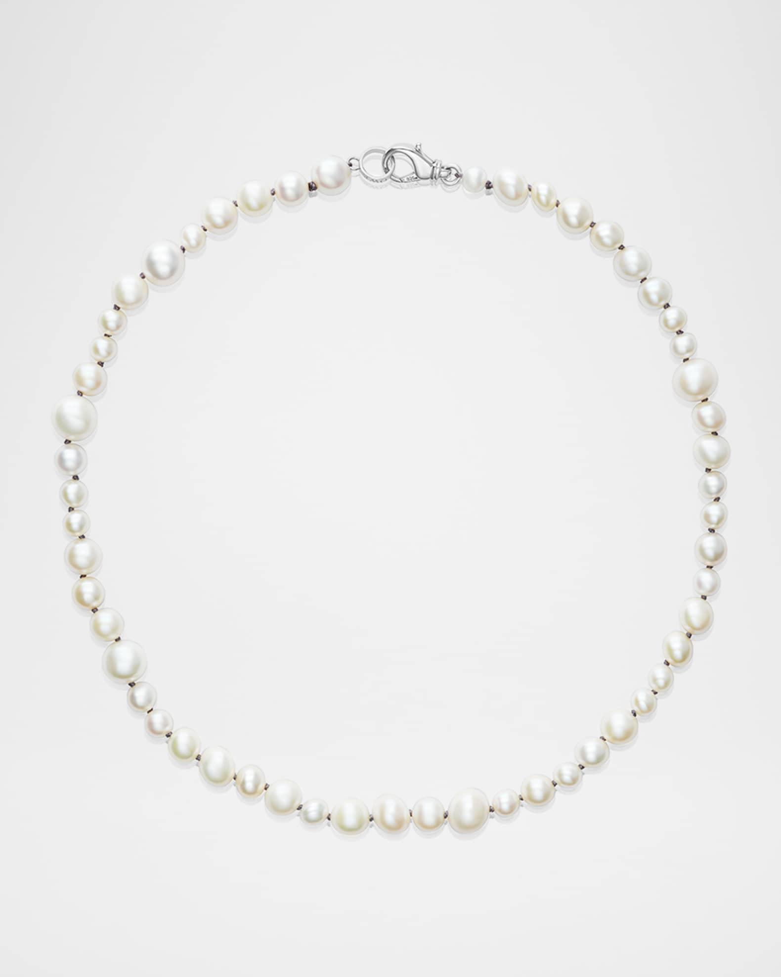 Sterling Silver Pearl Knotted Necklace Product Image