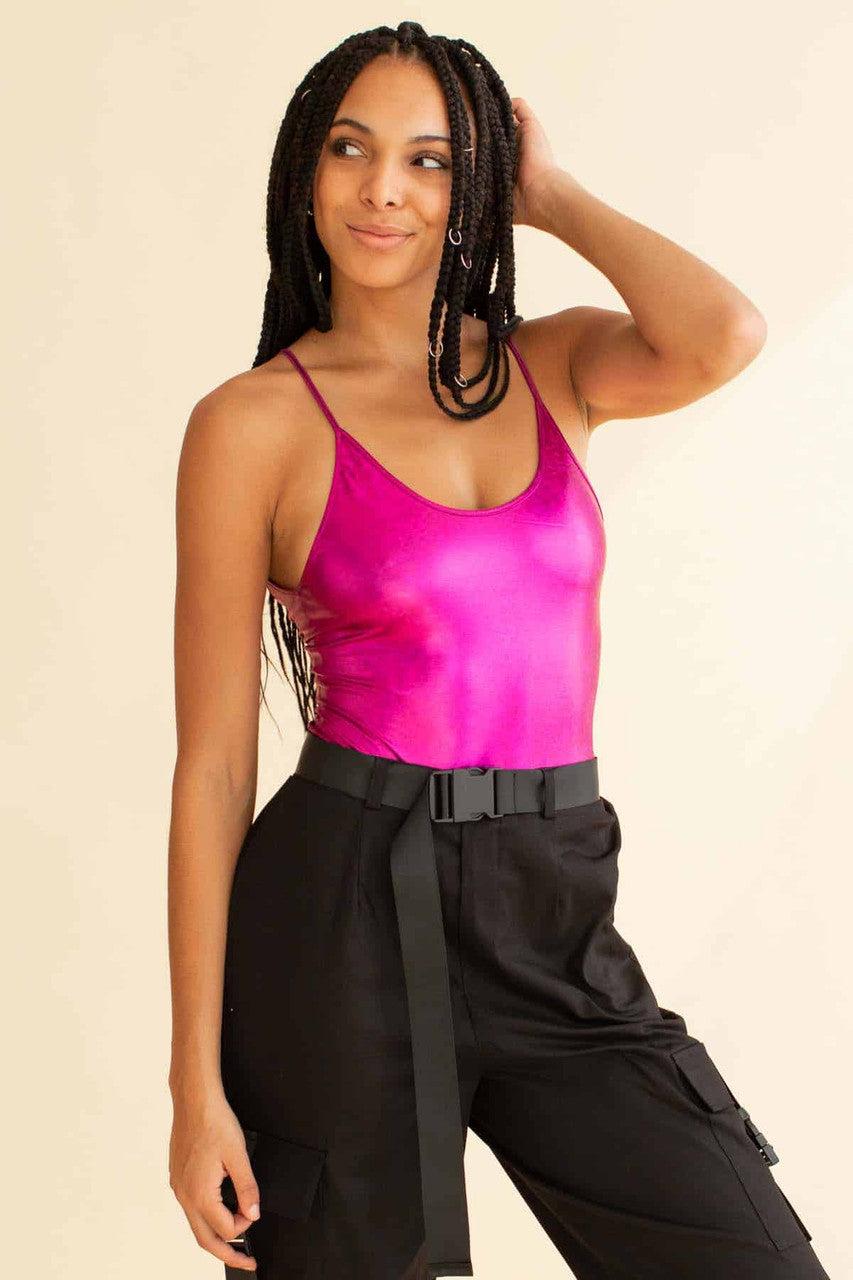 Fuchsia Holographic Cami Bodysuit Product Image