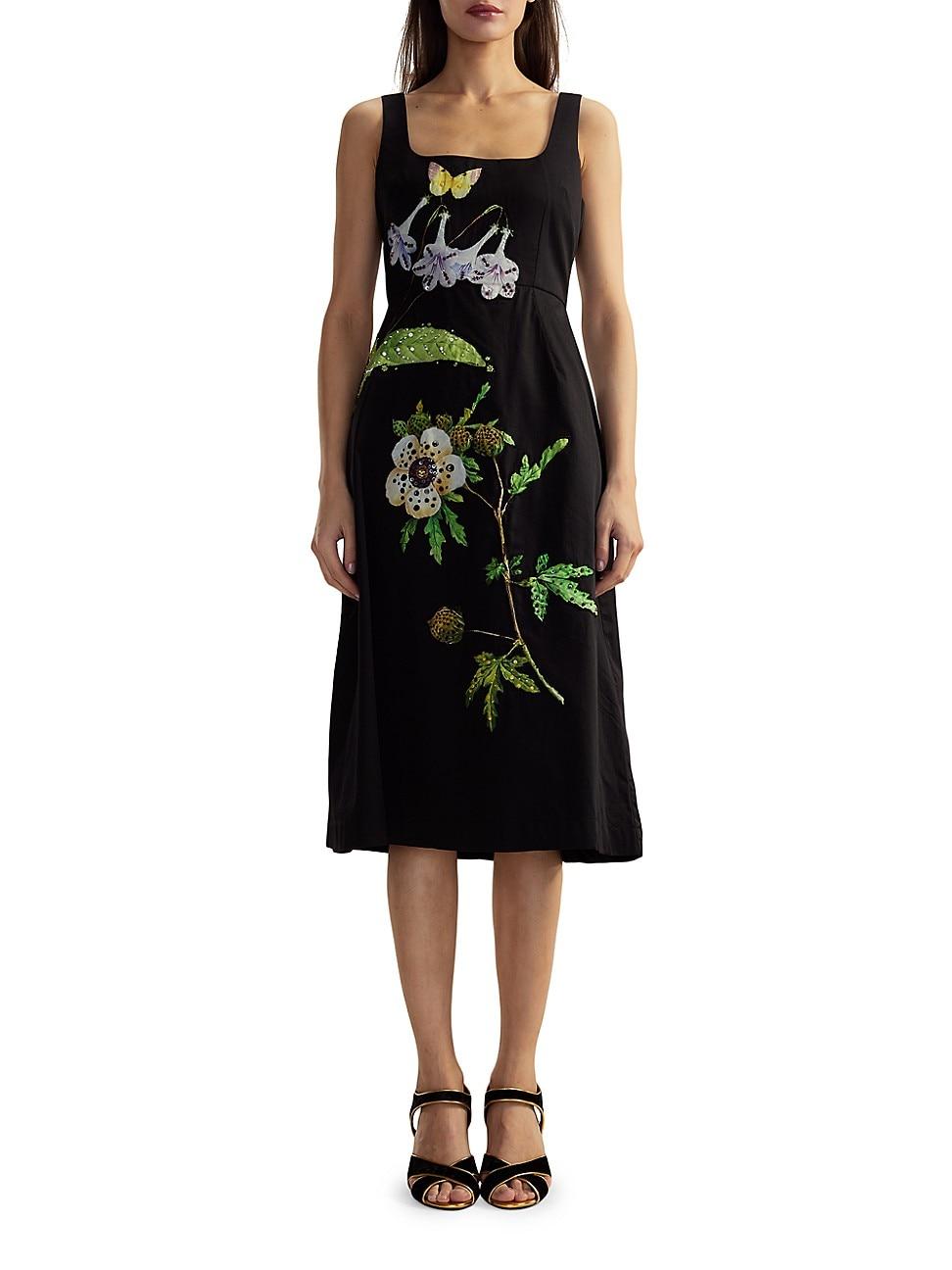 Womens Floral Cotton Midi-Dress Product Image