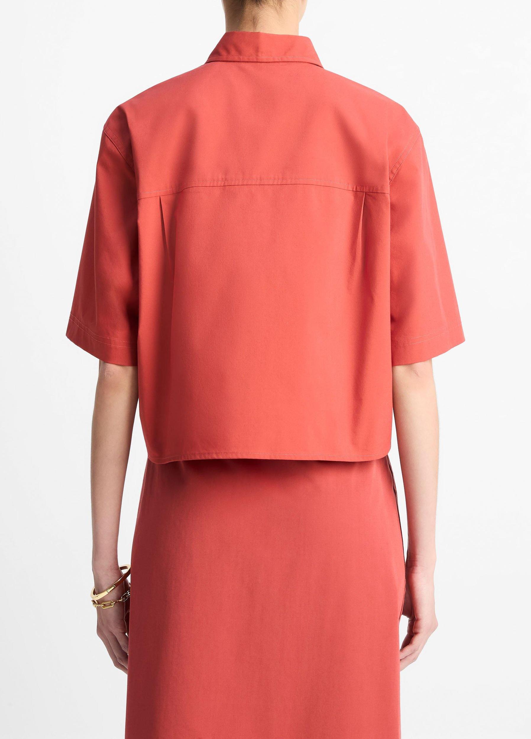 Cotton Short-Sleeve Cropped Shirt Product Image