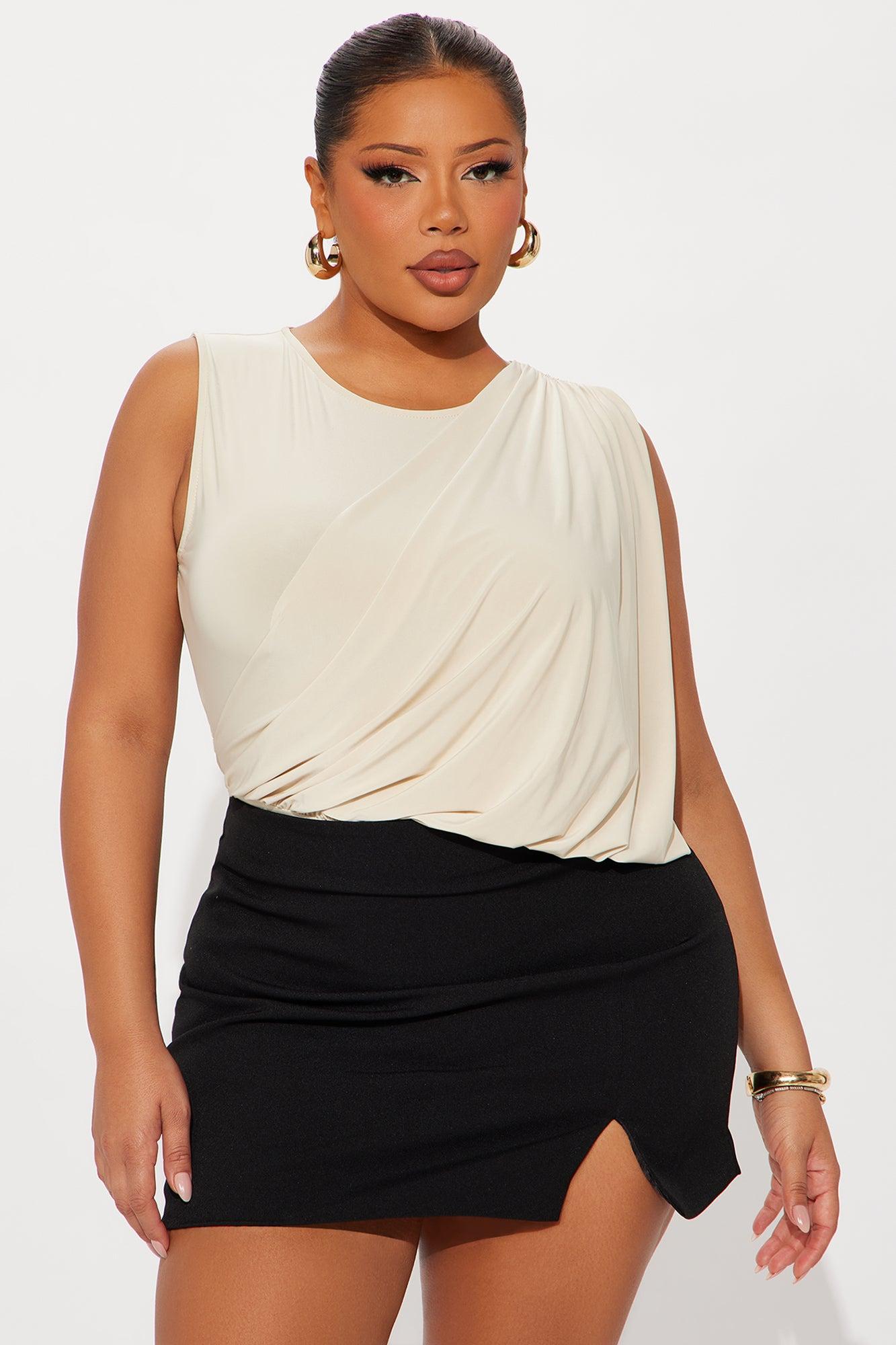 Willa Ruched Sleeveless Bodysuit - Cream Female Product Image