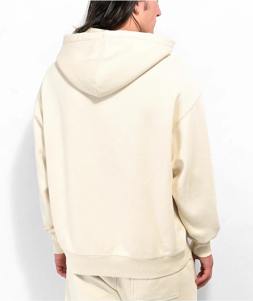 Ninth Hall Fundamentals Cream Distressed Boxy Hoodie Product Image